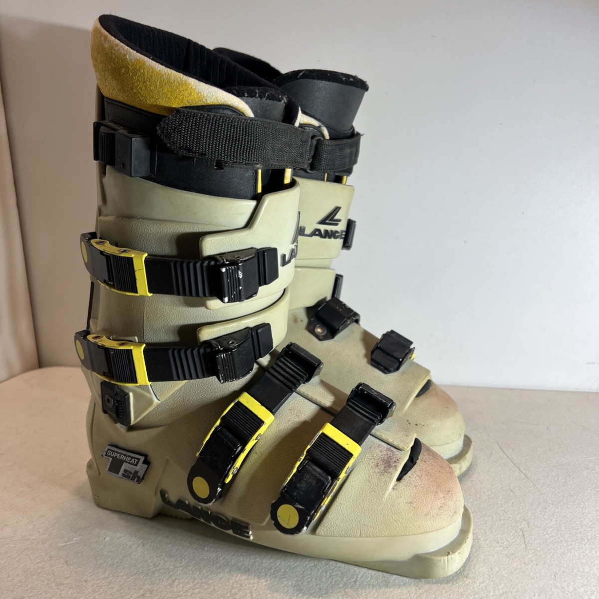 ヴィンテージ　LANGE スノーブーツ　希少　美品 Vintage Downhill Ski Boots Lange TSH Superheat Beige Yellow Men's