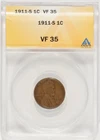 1911-S Lincoln Wheat Cent 1c ANACS VF35 5231913