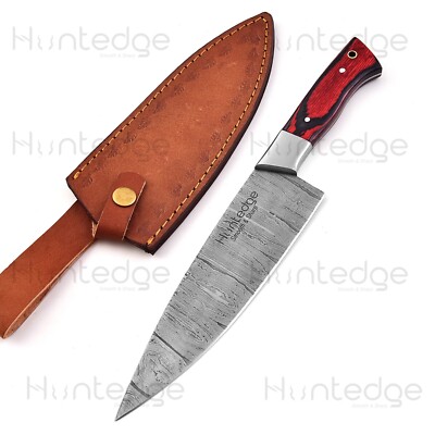 Custom Handmade Chef-Kitchen- Knife ,Damascus Steel 7.5'' Blade , Steel Bolster-