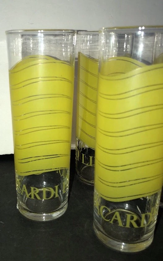 Bacardi Limon Highball Glasses Yellow Drinking Glasses Set of 4 Fun Gift Idea - Image 2 of 4