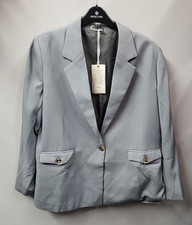 Grace Karin Womens Stretch Tailoring Blazer Size Large Light Blue Jacket Uk 14
