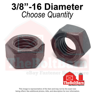 3/8''-16 Grade 8 Finished Hex Nuts Plain Coarse Thread (Pick Quantity)