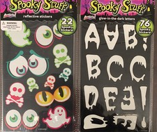 SPOOKY HALLOWEEN STICKERS-REFLECTIVE  GLOW IN THE DARK 2-packages SUPER COOL 
