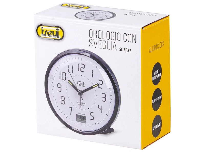 Orologio Sveglia Quarzo Trevi SL 3P27 Nero Sweep Silenziosa Luce Led, fotografia 5 di 7