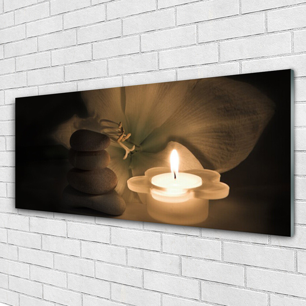 Tableau en verre trempé de qualité supérieure motif nature et bougie 125x50