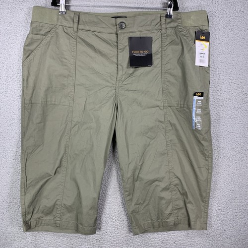 Lee Women's Flex To Go Skimmer Pants Shorts Size 24W Beige relaxed Mid Rise NWT
