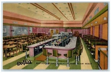 1958 Wolfies Restaurant Sandwich Shop Linclon Road Miami Beach Florida Postcard