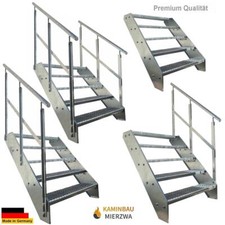 Premium Steel Stair 5 Steps 600-1400 mm Galvanised Terrace Outdoor Railing Stair