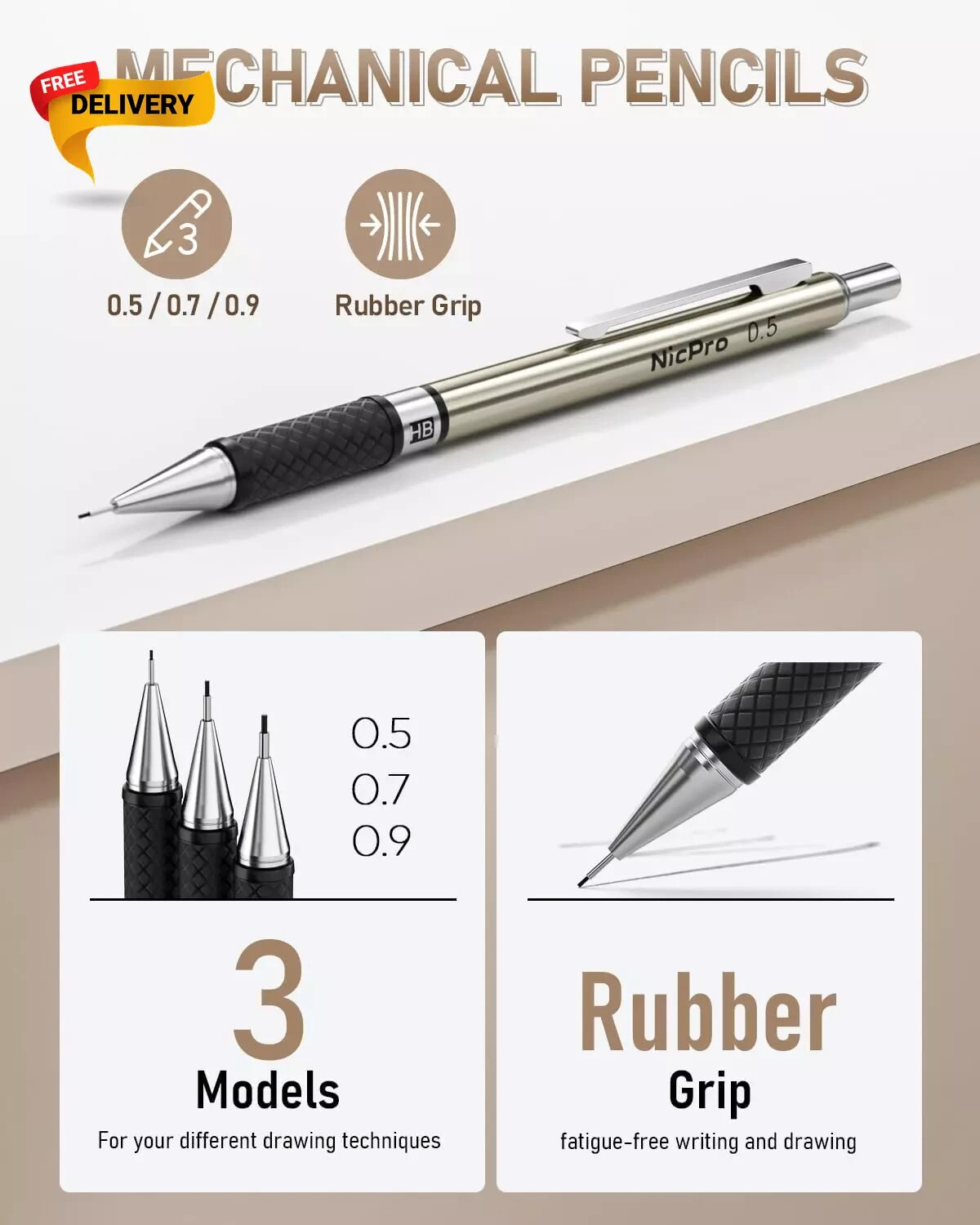 35PCS Art Mechanical Pencil Set, 3 PCS Metal Drafting Pencil 0.5 Mm & 0.7 Mm & 0