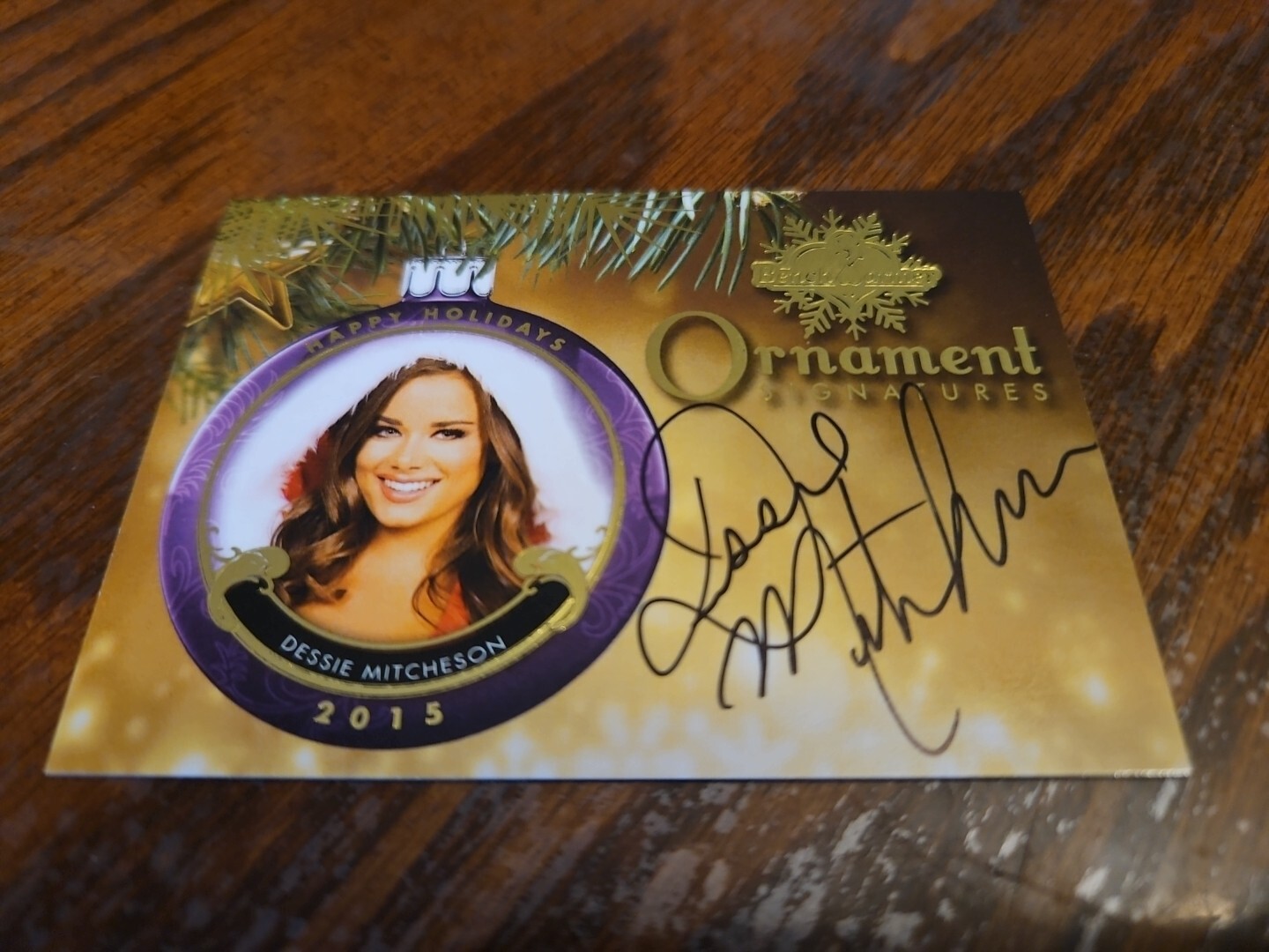 Benchwarmer 2015 Dessie Mitcheson Happy Holidays Ornament Signatures Playboy