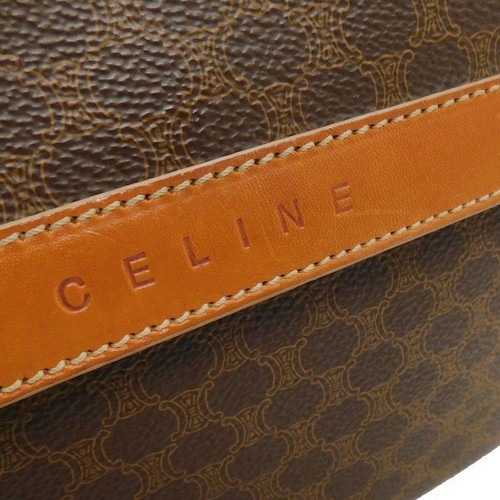 Borsa a tracolla CELINE Macadam tela marrone PVC pelle #49 Rise-on - Foto 3 di 18