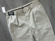 NWT Vintage Polo Ralph Lauren Andrew Pleated Khaki Chino Pants Size 38X30 Pocket