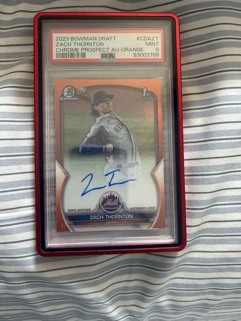 2023 1st Bowman Draft ORANGE Refractor AUTOGRAPH /25 Zach Thornton!  PSA 9
