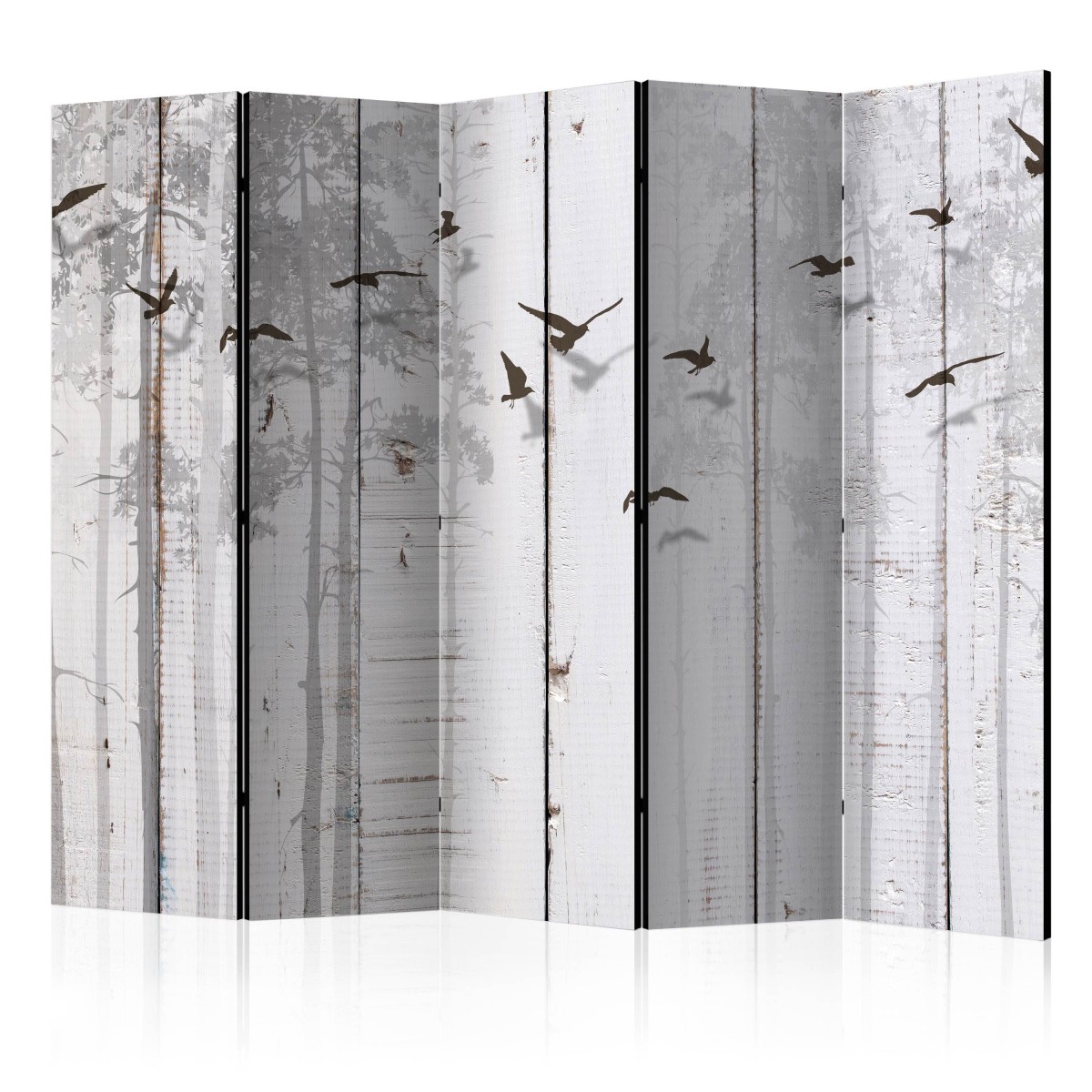 Paravent 5 volets Birds on Boards grand format en toile canevas premium
