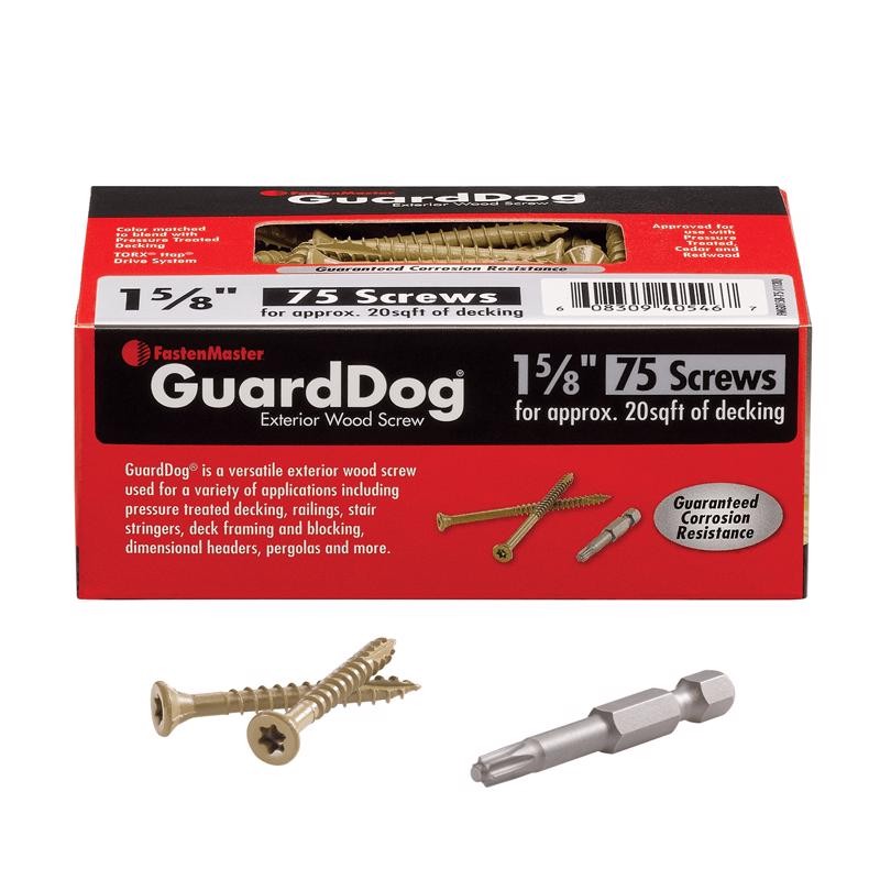 FastenMaster FMGD158-75 GuardDog Exterior Wood Screw, Tan, 1-5/8-Inch, 75-Pack