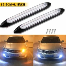 2X 12V LED Daytime Running Lights Car Strip DRL Driving Amber Turn Signal Lamps