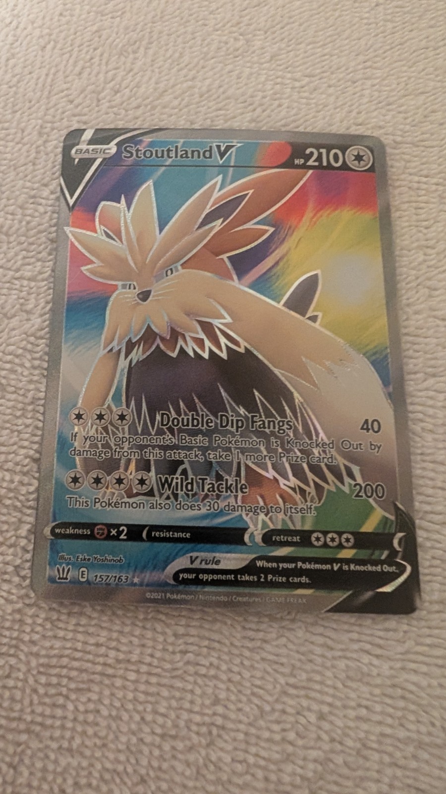 Stoutland V (Full Art) 157/163 Swsh05: Battle Styles Holo