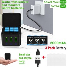 3Pack 2000mAh Battery Charger For GoPro HERO12 HERO11 HERO10 HERO9 2026 New