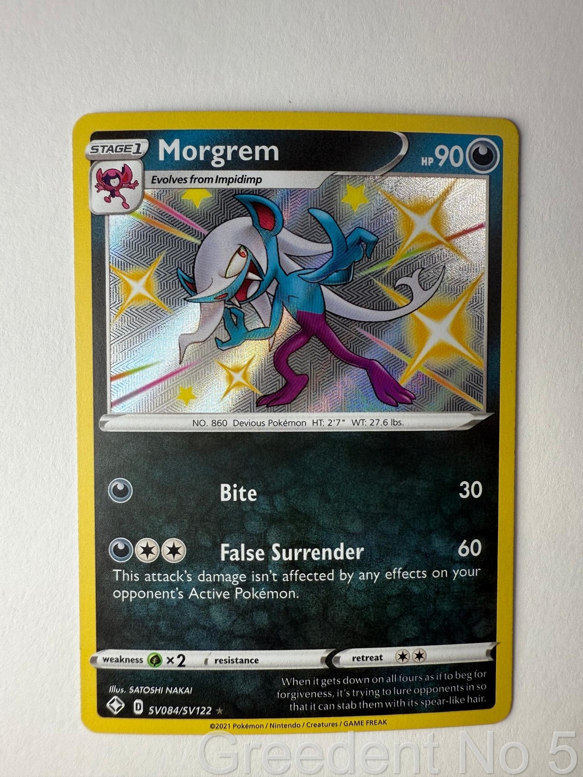 Morgrem SV084/SV122 Shiny Rare Shining Fates Shiny Vault Pokemon Near Mint