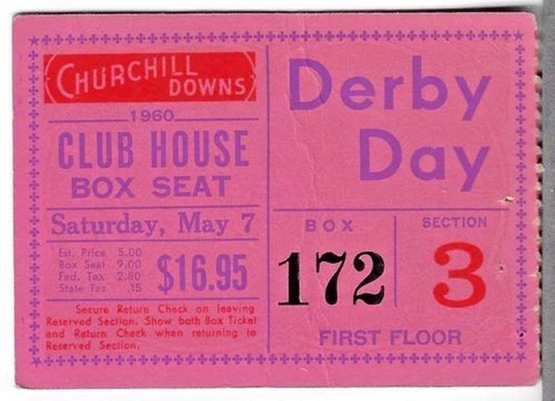 1960 KENTUCKY DERBY TICKET