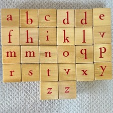 Pottery Barn Kids Wooden Alphabet Blocks Lot of 26 Educational Toy Animals Used