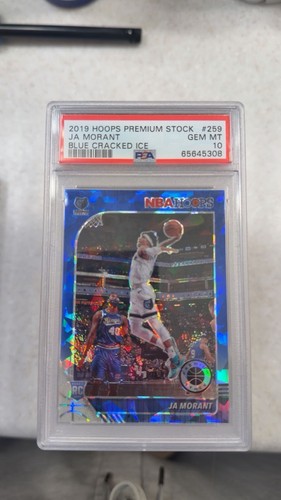 2019-20 Panini NBA Hoops Premium Stock - Ja Morant #259 Blue Cracked Ice Prizm