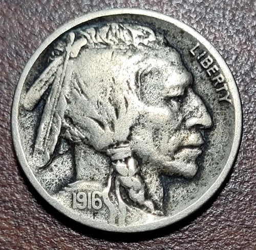 1916-D Buffalo Nickel FINE+ Early & Better Date Denver Mint 5c Coin