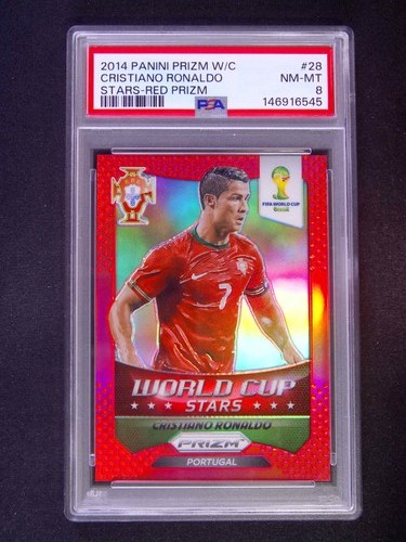 2014 Panini Prizm FIFA World Cup Cristiano Ronaldo #28 Stars Red /149 PSA 8