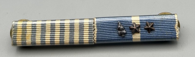 Korean War Army, Navy, USMC Korean Service 2 Ribbon Bar With Stars & Arrowhead