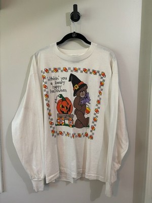 Fruit Of The Loom Long Sleeve T-Shirt XL Halloween Candy Corn Teddy Bear Vintage