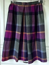 Vtg NWT Century Boston Skirt Size 16 Preppy Plaid Purple Green Wool Blend Pocket