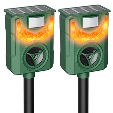 2 Pack Flame Guard Ultrasonic Animal Repellent, Outdoor Cat Deterrent with Mo...