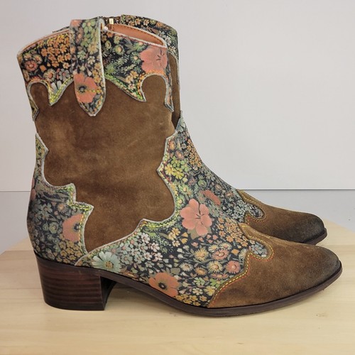 SPRING STEP L'ARTISTE LADYLUCK WESTERN BOOTIES BROWN/MULTICOLOR SIZE EUR 38 US 8
