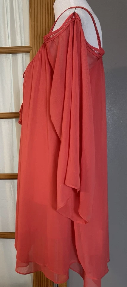 Mini Vestido Blusa Túnica Double Zero Para Mujer M Niveles Coral Gasa Romántico Boho Foto 4 de 4