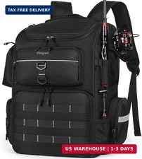 Large Fishing Backpack, Waterproof fishing bag with Rod Holders, 45L Tackle Box