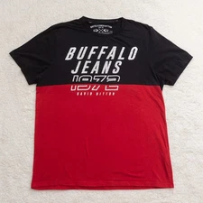 New Buffalo by David Bitton Mens T Shirt Black-Red Men's Size Large