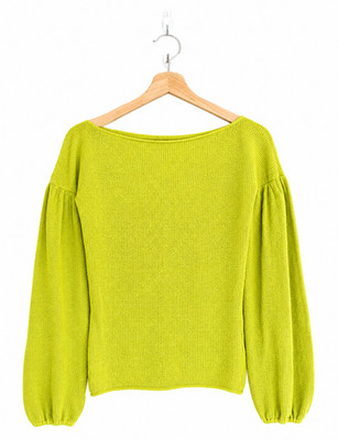 Amanda Wakeley Seide & Kaschmir Pullover - limettengrün Ballonärmel Strick - Gr. S