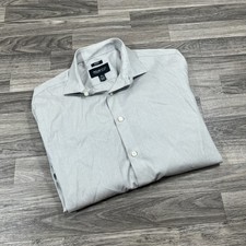 KENNETH COLE Slim Fit Button Up Stretch Grey Striped Dress Shirt Men's 16 32/33