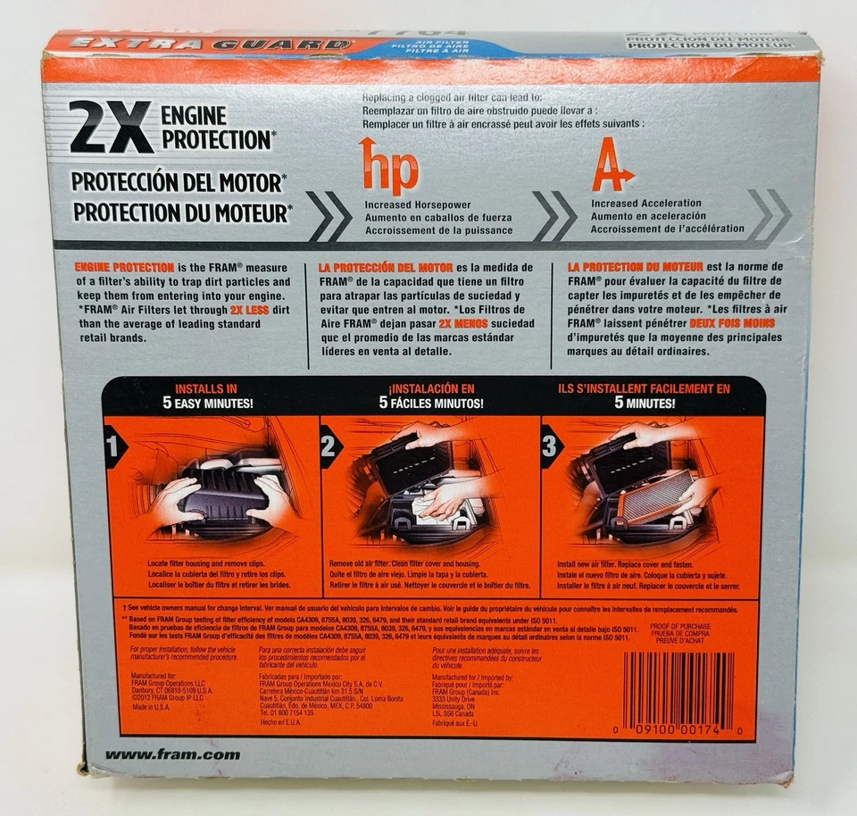 Filtro de aire FRAM EXTRAGUARD CA 7764 / Nuevo en caja Foto 2 de 4