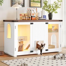 Vinsetto 47.2" Large Cat Litter Box Enclosure with LED Light, White