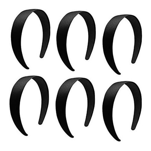 1.2 Inch Satin Headbands, Ladies and Girls Antiskid Hard Hair Bands, DIY Black
