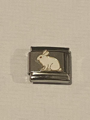Neu Weißer Hase Silber Charm passt allen 9mm Klassisch Italienisch Armband