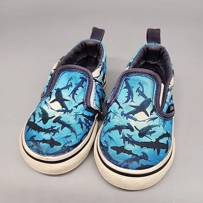 Vans Toddlers Kids Shark Slip On Sneakers Shoes Size 5 Blue Hook & Loop - Image 1 of 4