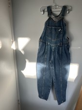 Vintage 1980s Guess Jeans Overalls Size 2 Blue Denim Pleated Logo Retro Mall USA