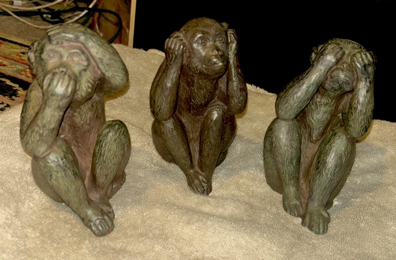 Monkey Set 3 Monkeys Black Resin See Hear Speak No Evil Figurine for Collectible