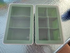 2x Silicone Food Mold Tray with Lid Freezer Safe Green BABY FOOD BREAST MILK