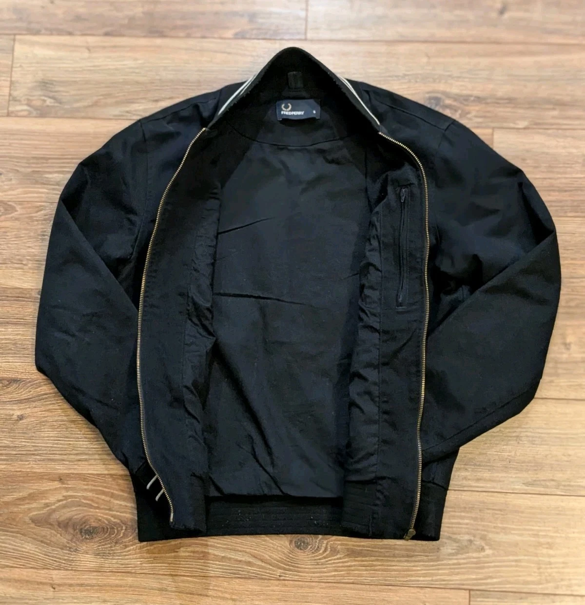 Fred Perry Bomber Jacket Men Small Black White Tipped Cotton Twill Punk Hardcore - product detail image 6