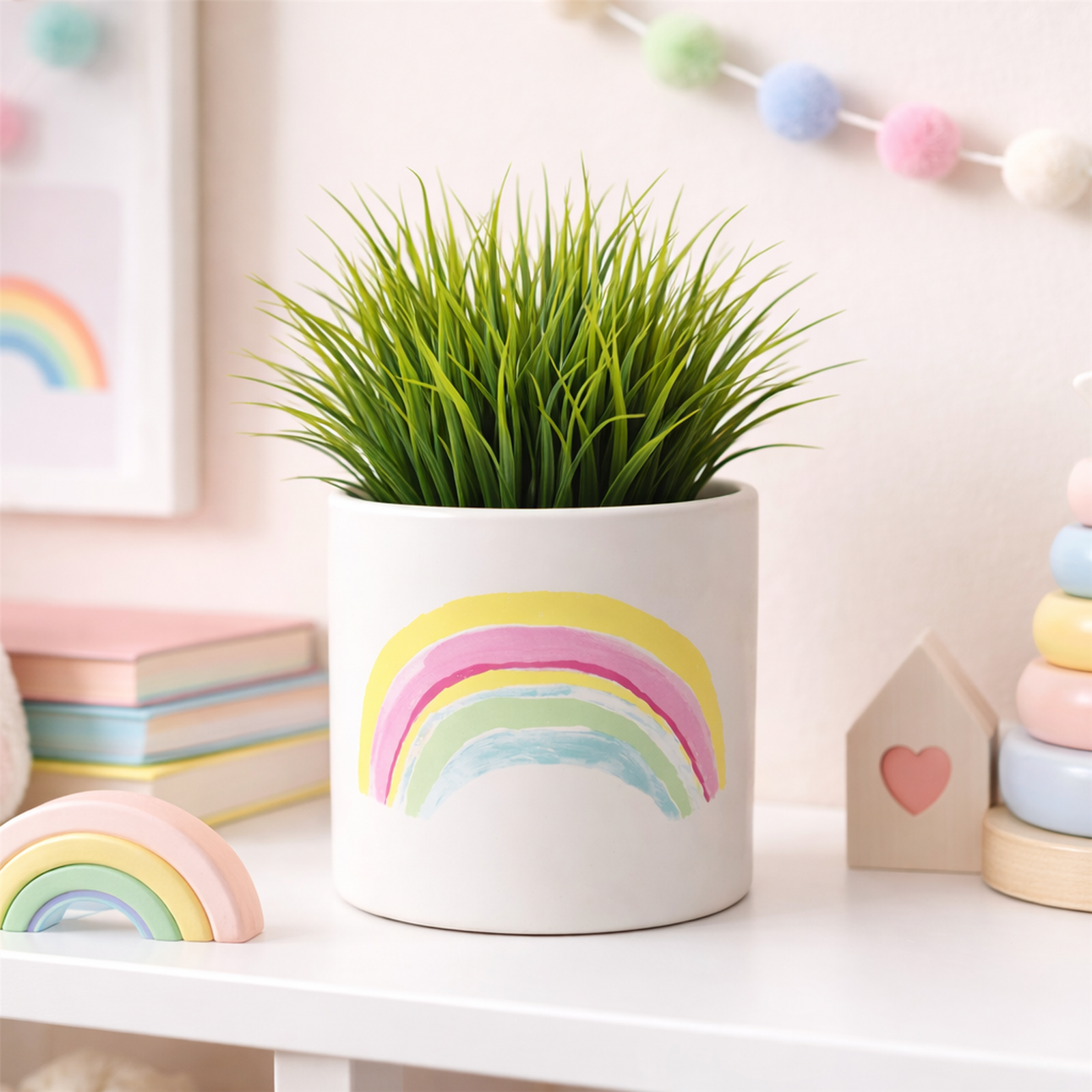 Ceramic Plant Pot Planter 12cm Rainbow Multicolour Indoor Home Office Decor