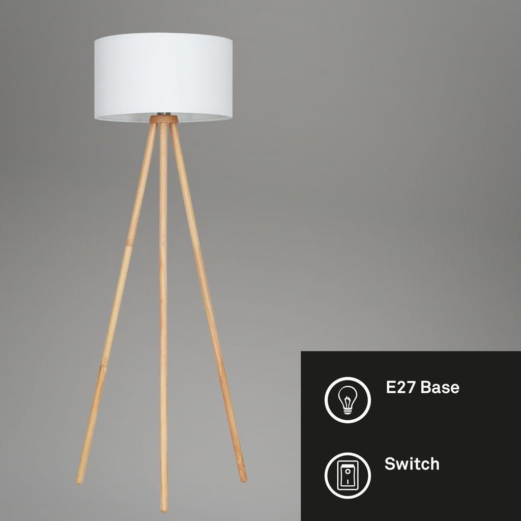 Lampada da terra con paralume in tessuto bianco foto 2