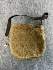 Vintage Juicy Couture Real Rabbit Fur Fold Over Flap Crossbody Bag Purse Y2K
